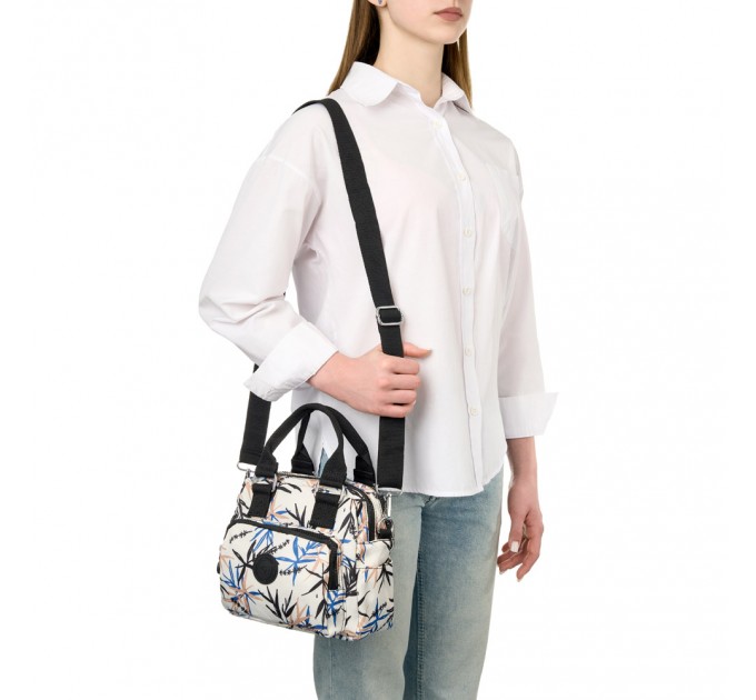 Сумка женская из полиэстера черный принт BAGS4LIFE 91403 с двумя ручками