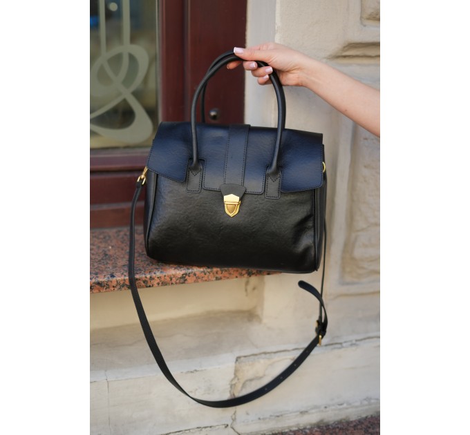 Сумка женская из натуральной кожи черная BAGS4LIFE 796