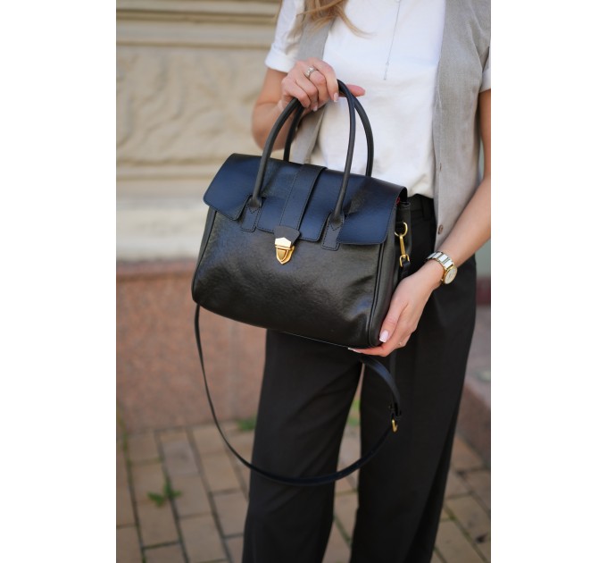 Сумка женская из натуральной кожи черная BAGS4LIFE 796