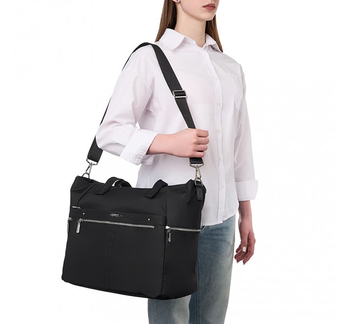 Женская сумка-шоппер из полиэстера черная EPOL 6102-08