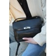 Жіноча сумка-портфель з натуральної шкіри чорна BAGS4LIFE 721 з ремінцем та ручкою
