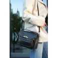 Жіноча сумка-портфель з натуральної шкіри чорна BAGS4LIFE 721 з ремінцем та ручкою