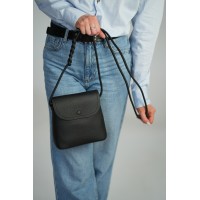 Жіноча сумка крос-боді з натуральної шкіри чорна BAGS4LIFE 55009 з клапаном