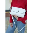 Жіноча сумка крос-боді з натуральної шкіри біла BAGS4LIFE 2078 з клапаном та застібкою