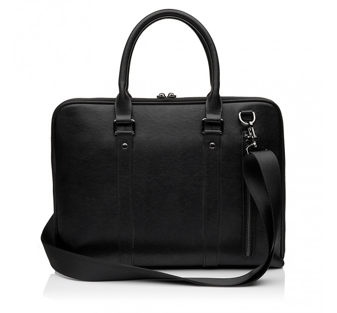 Мужская сумка-портфель с натуральной кожи черная BAGS4LIFE MAN 7143-3