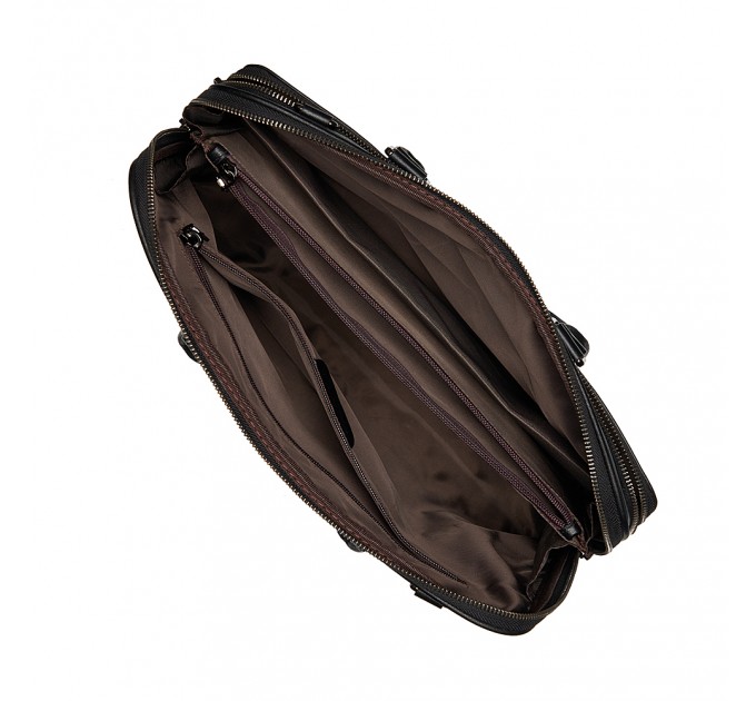 Мужская сумка-портфель с натуральной кожи черная BAGS4LIFE MAN 7143-3