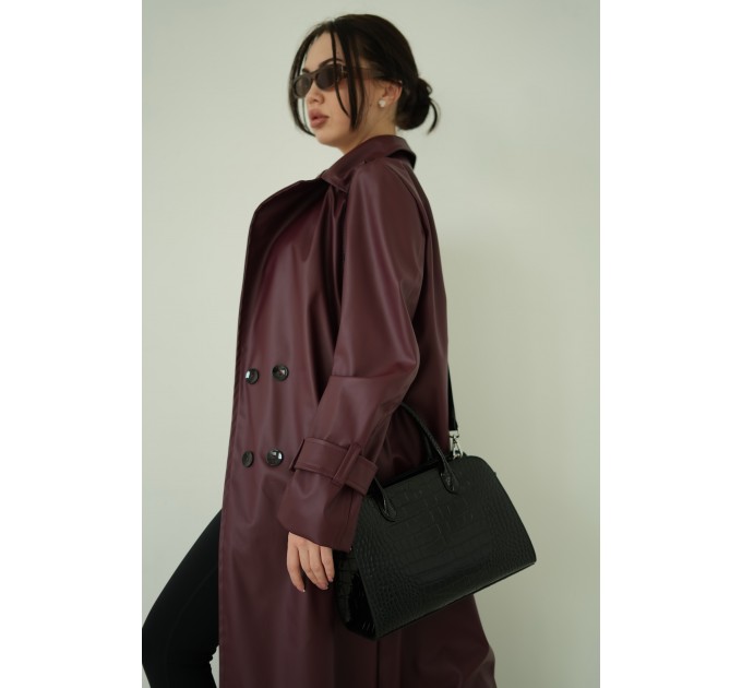 Женская сумка-багет из натуральной кожи черная BAGS4LIFE 7712 с двумя ручками