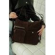 Женская сумка-рюкзак из натуральной замши и кожи коричневая BAGS4LIFE 900121F с накладными карманами