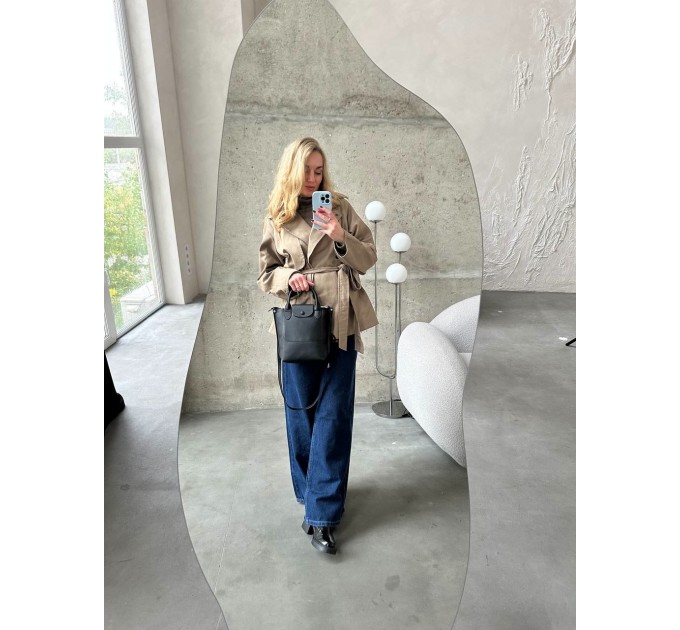 Сумка жіноча з натуральної шкіри чорна BAGS4LIFE 8092 з клапаном та кнопкою