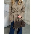 Сумка жіноча з натуральної шкіри та замші коричнева BAGS4LIFE 9880-1 з ремінцями та брелоком