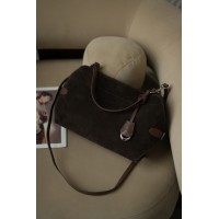 Сумка жіноча з натуральної шкіри та замші коричнева BAGS4LIFE 9880-1 з ремінцями та брелоком