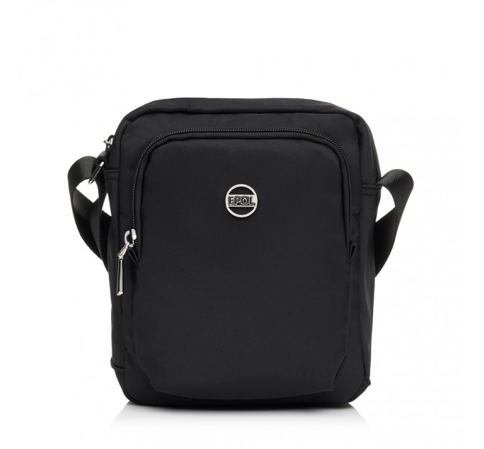 Сумка кросс-боди вертикальная женская из полиэстера черная EPOL 6105-05 с карманом
