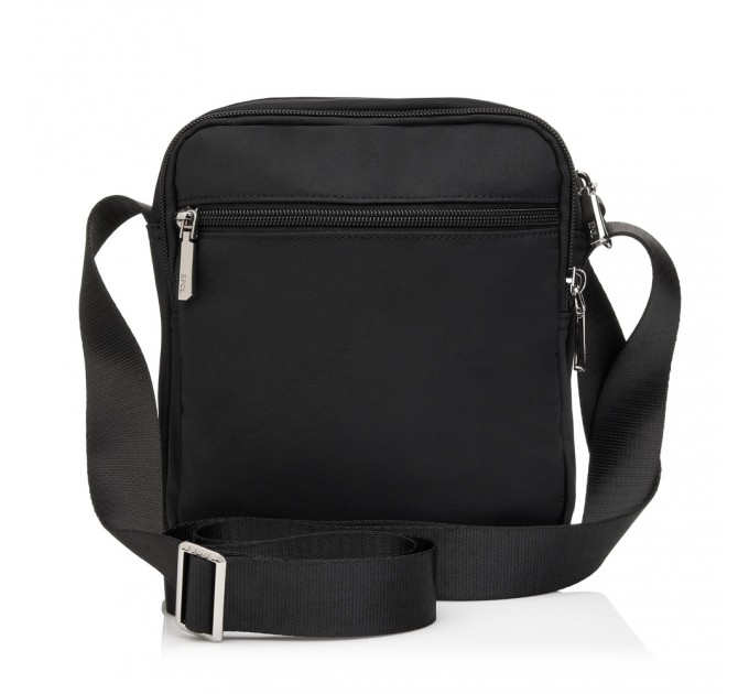Сумка кросс-боди вертикальная женская из полиэстера черная EPOL 6105-05 с карманом