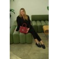 Жіноча сумка з натуральної шкіри червона BAGS4LIFE 89189 з ремінцем
