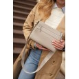 Женская сумка-месенджер из натуральной кожи серо-бежевая BAGS4LIFE 6065 прямоугольная