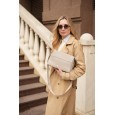 Женская сумка-месенджер из натуральной кожи серо-бежевая BAGS4LIFE 6065 прямоугольная