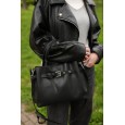 Сумка-тоут женская кожанная черная BAGS4LIFE 6013 с ремешком