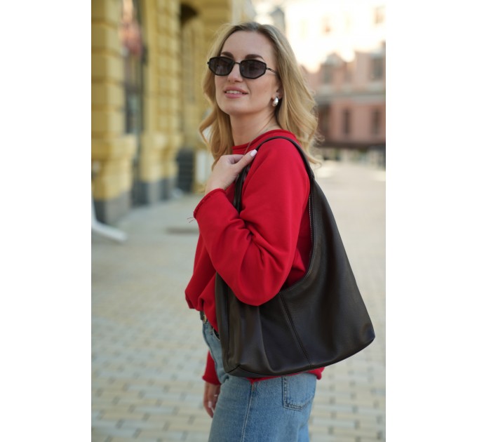 Женская сумка-хобо с натуральной кожи коричневая BAGS4LIFE 8599