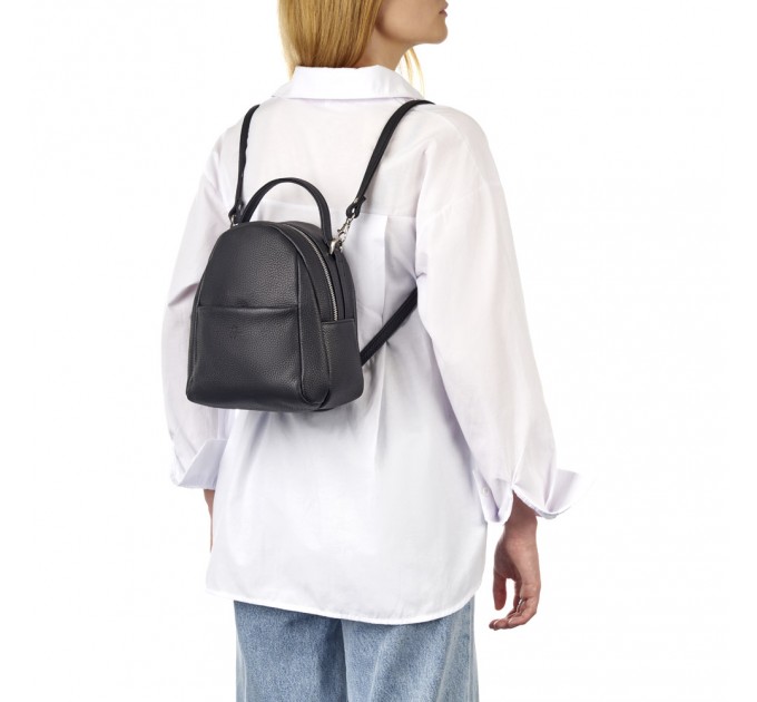Женский рюкзак-сумка из натуральной кожи черный Vito Torelli 1071 1000