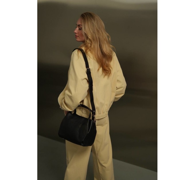 Жіноча сумка з натуральної шкіри чорна BAGS4LIFE 99-56 з двома ручками