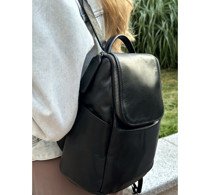 Женский рюкзак из натуральной кожи черный BAGS4LIFE 716