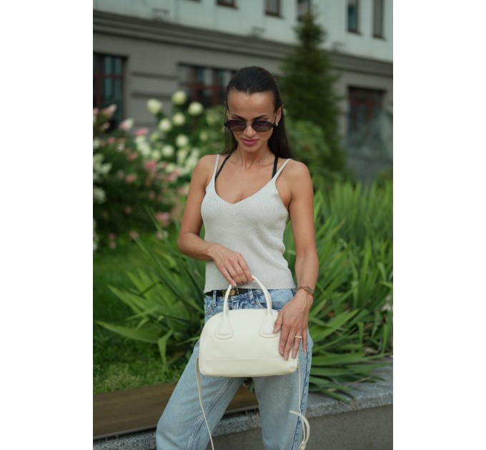 Сумка жіноча з натуральної шкіри біло-молочна BAGS4LIFE 273