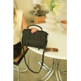 Женская сумка из натуральной кожи черная BAGS4LIFE 99053 мал. с клапаном и ремешками