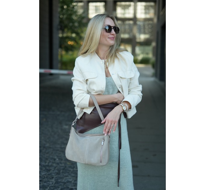 Сумка жіноча з натуральної шкіри бежева Vito Torelli 1068 6019/1075