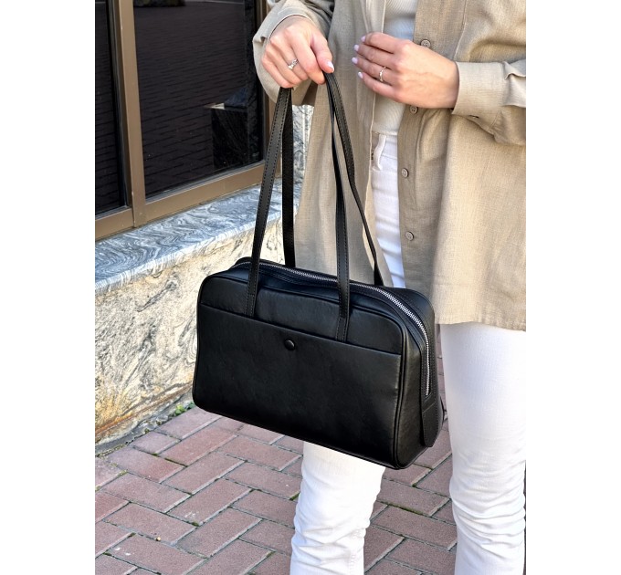 Сумка жіноча з натуральної шкіри чорна BAGS4LIFE 7006
