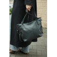 Жіноча сумка-тоут з натуральної шкіри темно-сиза BAGS4LIFE 2036