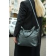 Жіноча сумка-тоут з натуральної шкіри темно-сиза BAGS4LIFE 2036