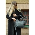 Жіноча сумка-тоут з натуральної шкіри темно-сиза BAGS4LIFE 2036