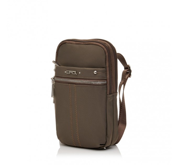 Сумка женская из полиэстера коричневая EPOL 6102-06 вертикальная
