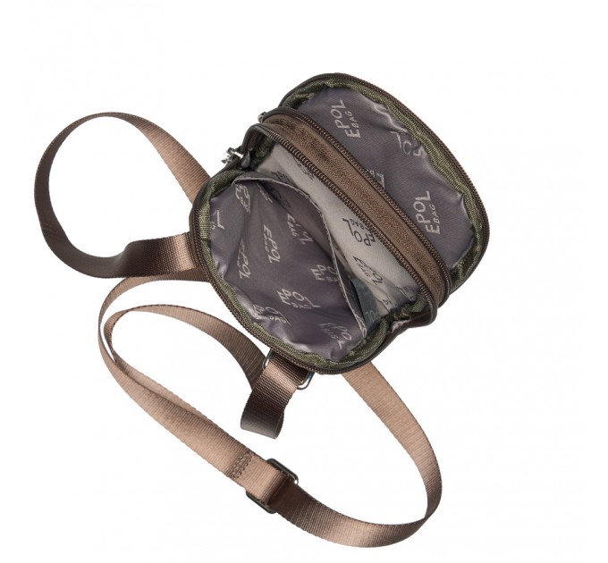 Сумка женская из полиэстера коричневая EPOL 6102-06 вертикальная