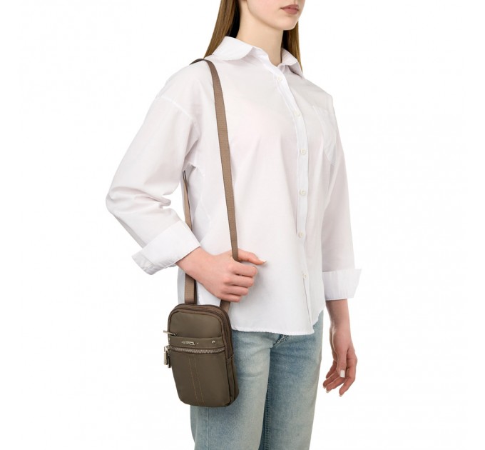 Сумка женская из полиэстера коричневая EPOL 6102-06 вертикальная