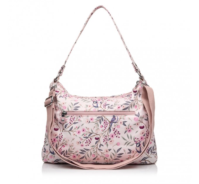 Сумка хобо жіноча з поліестера рожевий принт BAGS4LIFE 91102 з довгою ручкою