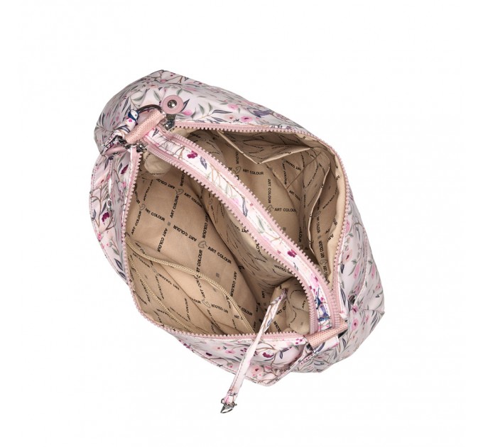 Сумка хобо жіноча з поліестера рожевий принт BAGS4LIFE 91102 з довгою ручкою