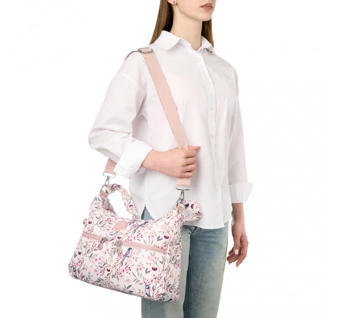 Сумка хобо жіноча з поліестера рожевий принт BAGS4LIFE 91102 з довгою ручкою
