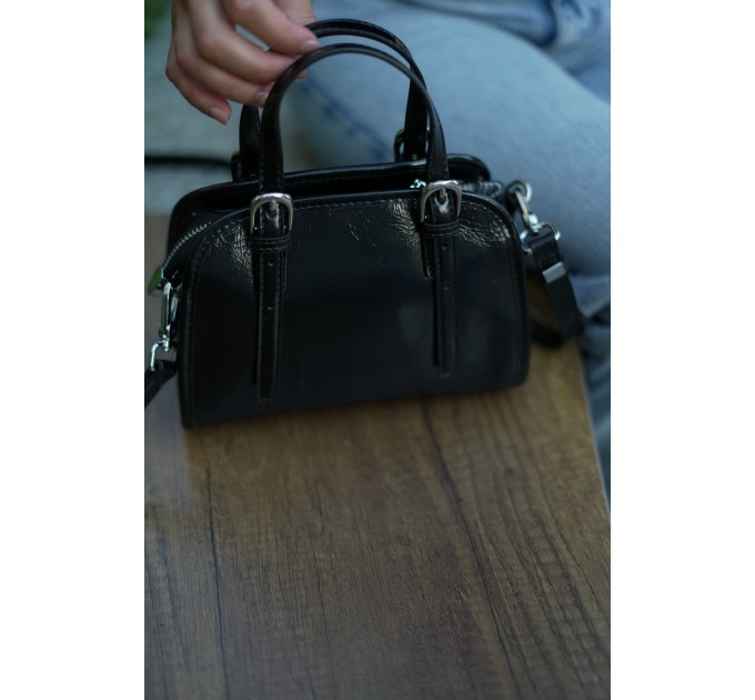 Жіноча сумка з натуральної шкіри чорна BAGS4LIFE 6857