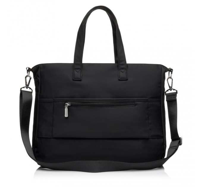 Жіноча ділова сумка-месенджер з поліестера чорна EPOL 6102-02 з довгою ручкою