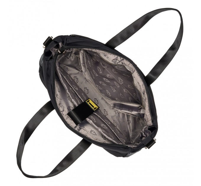 Жіноча ділова сумка-месенджер з поліестера чорна EPOL 6102-02 з довгою ручкою