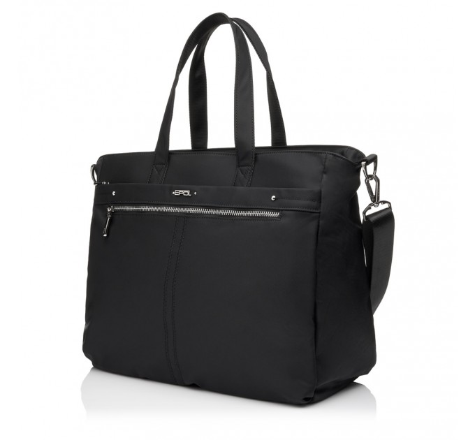 Жіноча ділова сумка-месенджер з поліестера чорна EPOL 6102-02 з довгою ручкою