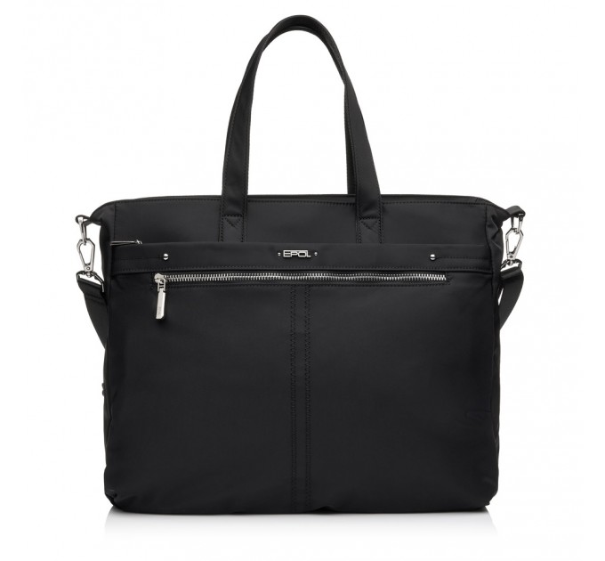 Жіноча ділова сумка-месенджер з поліестера чорна EPOL 6102-02 з довгою ручкою