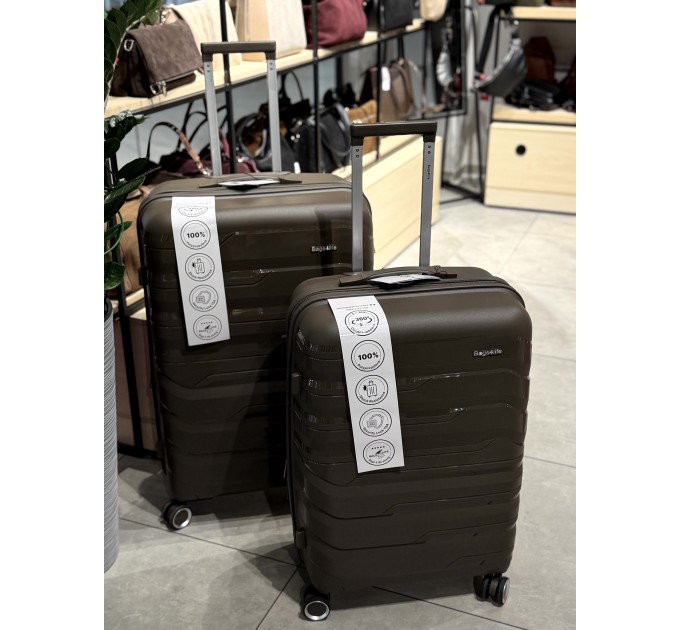 Чемодан средний пластиковый BAGS4LIFE PP кофе