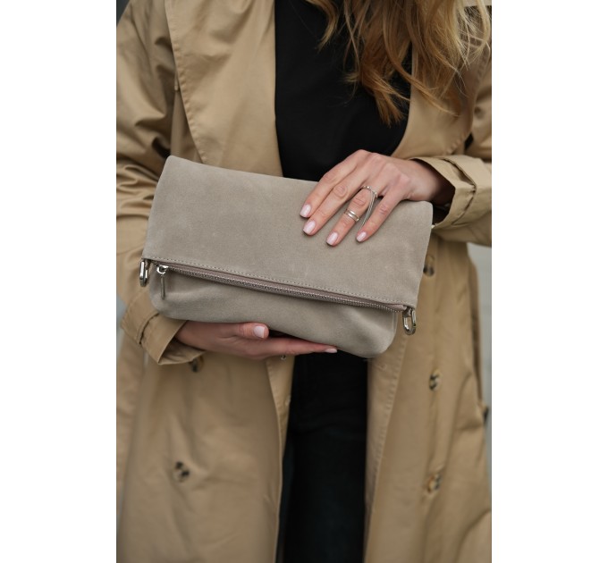 Сумка жіноча з натуральної шкіри бежева Vito Torelli 1008 6026/1075 замша пісок