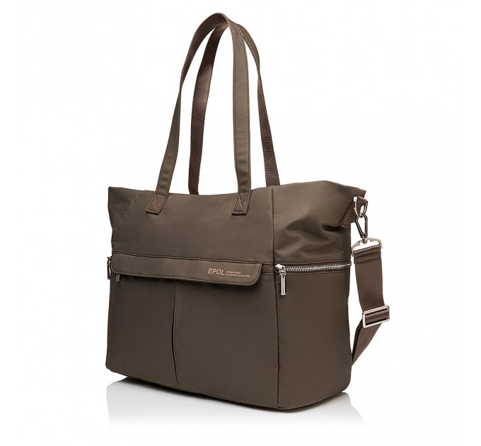 Женская сумка-шоппер из полиэстера коричневая EPOL 6098-04