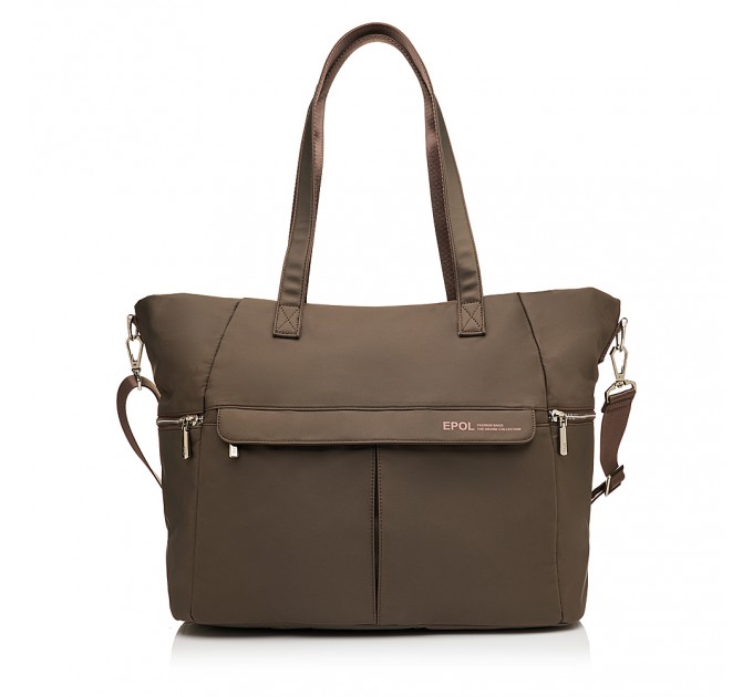 Женская сумка-шоппер из полиэстера коричневая EPOL 6098-04