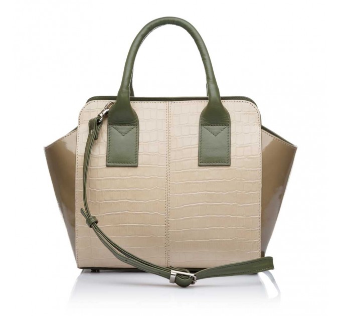 Кожаная сумка для женщин Vito Torelli 1010 мини бежевая кроко