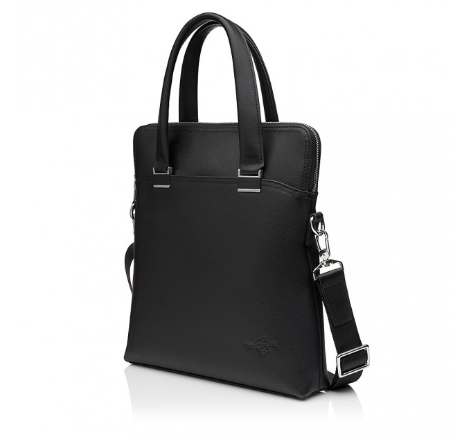 Чоловіча сумка-портфель з натуральної шкіри чорна BAGS4LIFE MAN 9617-1 з двома ручками