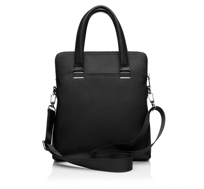 Чоловіча сумка-портфель з натуральної шкіри чорна BAGS4LIFE MAN 9617-1 з двома ручками